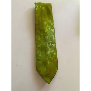 Vintage Wembley Wemlon‎ Lime Green Umbrella Newspaper Novelty Wide Tie 4 Inch